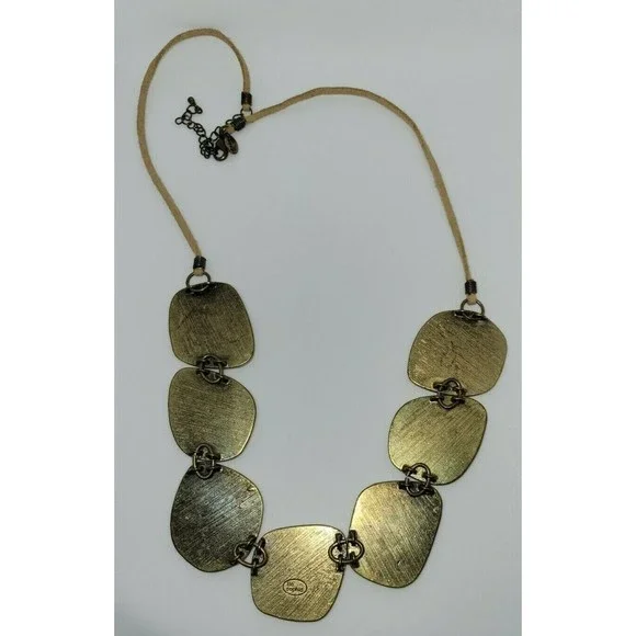 Lia Sophia Amazonia Gold Tone Green Enamel Statement Bib Necklace 22-25" - Picture 3 of 10